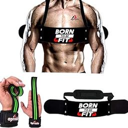 Aprodo Gym Fitness Combo (Arm Blaster with Black/Green Weight Lifting Strap) (Born to Be Fit & Black Green WLS)-23