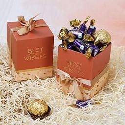 SATYAM KRAFT 10 Pcs Decorative Folding Gift Boxes with Ribbon for Return Gifts, Weddings, Birthdays, Anniversary, Chocolate & Dry Fruit Packing (Red, Pack of 10)-19