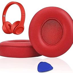 SoloWIT Earpads Cushions Replacement for Beats Solo 2 & Solo 3 Wireless On-Ear Headphones, Solo2 Solo3 Ear Pads with Soft Protein Leather, Added Thickness - Red-image-84