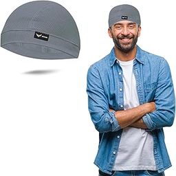 XTRIM Unisex Helmet Skull Cap for Bikers & Cyclists, Cotton Head Cap, Hair Inner Helmet Cap for Men, Sweat Cooling Beanie Cap for Men for Women, Skull Mask for Summer, Bike Accessories (Grey)-image-17
