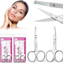 Majestique Rounded and Curved Facial Hair Scissors - Eyebrow Scissors, Mustache, Nose Hair, Beard Trimming Scissors, Safety Use for Eyelashes and Ear Hair Small Grooming Scissors for Women & Men 2 Pcs-image-29