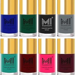 MI FASHION Velvet Matte Nail Polish Toxic Free (Top Coat-Multicolour Sets) Long-Lasting & Waterproof 9.9ml Each For Girls (Pack Of-8)-image-94
