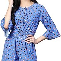 Women Floral Print Elasticated Button Closure Tie-Up Playsuit-image-1