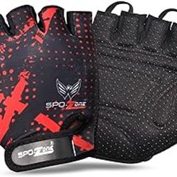 SPO-Zone Workout Gloves, Fingerless Training Gloves with Wrist Support, Dotted Fabric Design, Grey and Orange-image-22