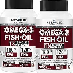 Instafuel Omega 3 Fish Oil Capsules 1000mg for Men & Women TG | 180mg EPA & 120mg DHA | Heart, Brain, Joint, Eye & Skin Support | Fish Oil with Vitamin E | Lemon Flavor | No Fishy Burps - 120 Count-image-61