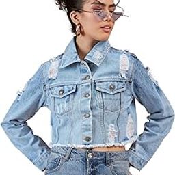 Ice Blue Distressed Denim Crop Jacket-image-50