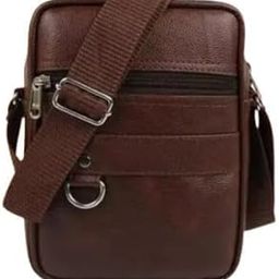 Faux Leather Crossbody Sling Messenger Bag for Mens and Women's | Multi-Pocket Travel Shoulder Bag for Office, School, Daily Use | Sling Bag (Brown)-image-53
