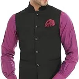 manq Men's Band Collar Slim Fit Formal/Party Waist Coat - 11 Colors-picture-10