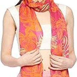 Orange Printed Viscose Scarf For Women, Lightweight Soft Scarves Stoles for Summer & Winter (Size: 183 X 51 cm)-image-17