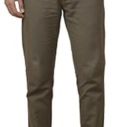 Men's Linen Brown Solid Contemporary Fit Casual Trouser-picture-30