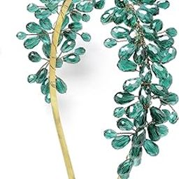 Metal Green Handmade Crystal Beads Fancy Party Bridal Wedding Hairband Hair Accessories Headband For Women And Girls (Green_Full_Beads)-image-22