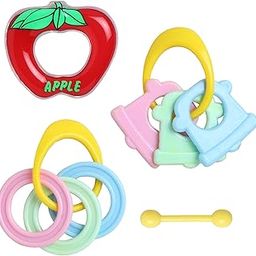 Haygreev Colorful Baby Teether Ring – Soft Teething Toy for Babys – Easy-to-Hold, Safe and Soothing Oral Relief for Babies – Newborn Chew Toy (Apple, 1Cowbell, 1Round & 1 Stick) - NE BT40-image-80