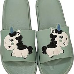 Soft comfortable and stylish flip flop slippers for Women in exciting colors Lightweight Daily Use Slides (ladies floater Green unicorn)-image-0