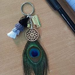 Peacock Feather with Layered Tassel Detailing Keyring for Good Luck 4inch-99
