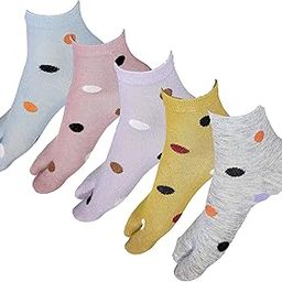 Women's Ankle Length Soft Cotton Thumb Multicolored Socks, Pack of 5, Free Size-picture-51
