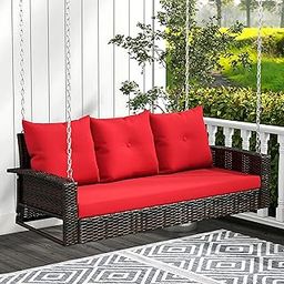 MJA FURNITURE Outdoor Swing Without Stand for Balcony, Garden, Home | Weather Resistant Rattan & Wicker Hanging Jhula for Adults 3 Seater-image-29