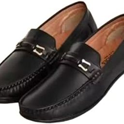 Men's Loafers, Casual Slip-on Shoes with Gold-Tone Metal Buckle, Round Toe, Rubber Sole-image-9