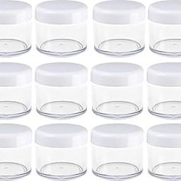 12 Pcs 15ml/0.5oz​ Small Travel Containers Clear Plastic Cosmetic Jar Refillable Roun for Beauty Lotion Cream Products Sample Bottles white Plastic With Screw on Lid Container-4