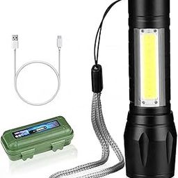LED Flashlight with Mini Waterproof Portable LED XPE COB Flashlight USB Rechargeable Flashlight + Desk Lamp with Gift Box Focus Zoom Torch Light with 3 Modes Adjustable forEmergency and Activities-10