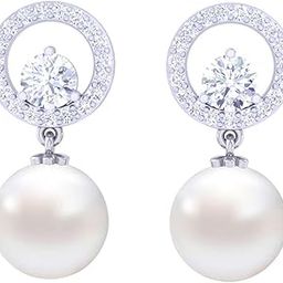 92.5 Sterling Silver Swiss Zirconia Pearl Earrings |Gift for Women and Girls-23