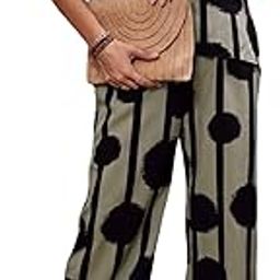 Women's Olive Green and Black Polka Dot Co-Ord Set, Sleeveless Top and Wide Leg Pants-23