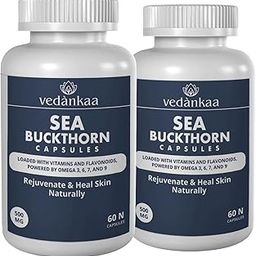 Vedànkaa Sea Buckthorn 120 Capsules for Skin Glow, Heart Health & Immunity Boost, Natural Omega 3, 6 & 9 Supplement for Men & Women, (120 Capsules), Pack of 2-500mg-image-49