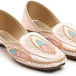 Women's Traditional Ethnic Jutti Flat Shoes, Synthetic Leather, Multi-Colour, Slip-on Mojari Style-image-27