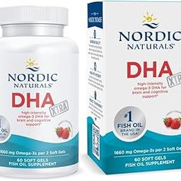 Nordic Naturals DHA Xtra | 1660 Mg Omega-3 Fish Oil | High-Intensity DHA Formula | EPA & DHA Supplement For Brain Health & Nervous System Support Strawberry Flavour Fish Oil 60 Softgels-image-25