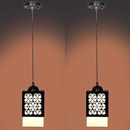 G Gojeeva The Wooden Hanging Lamp Style Hanging Lamp Creative Wood Pendant Light Lamp Suitable for Living Room,Foyer,Bedroom,Hallway (Black) Pack of 2-image-70
