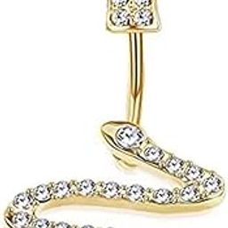 Womens Navel Belly Button Piercing Golden Snake Zircon Bananabell Ring: Pack of 1 (SRFAJW/A229/GLD1)-image-1