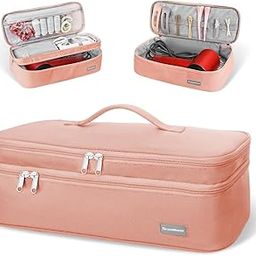 MAYCREATE® Travel Carrying Bag for Dyson/Flexstyle Hair Dryer Hair Styling Tools Organizer Bag Double Layer Zipper Bag with Handles Hair Styling Tools Organizer Bag, 40x14x15cm, Pink-48