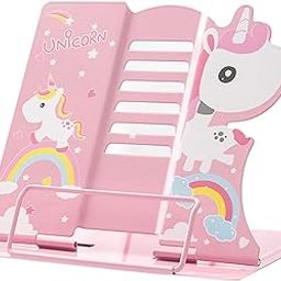 2HEET Metal Reading Stand Reading Stand Cookbook Holder Multifunctional Bookend Book Stand Children's Bookends Book Stand Multifunctional Bookshelf (Metal Reading Stand Unicorn)-picture-1