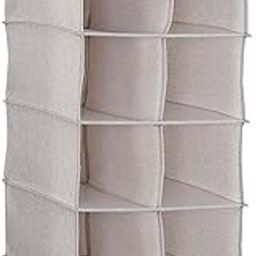 Household Essentials 10-Pocket Hanging Shoe Side Blended Canvas Storage, 2 Hooks for Excellent Support, The Perfect Space-Saving Organizer, Silver-1