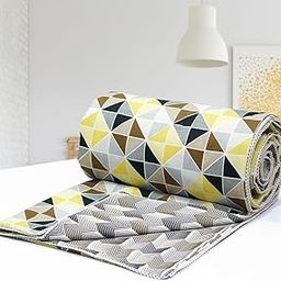 Cotton 144 TC Lace Bordered Reversible Dohar, Single, Yellow & Brown-image-89