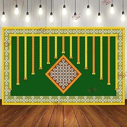 Kolam Muggu Backdrop Cloth | for Pooja, Traditional, Background Decoration Cloth | Curtain Cloth for Festival Fabric | 5 Feet Height & 8 Feet Width-19