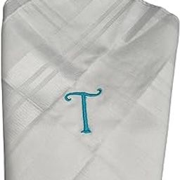 SAE Fashions Embroidered White Cotton Handkerchief for with Blue Monogram - Letter A-image-45