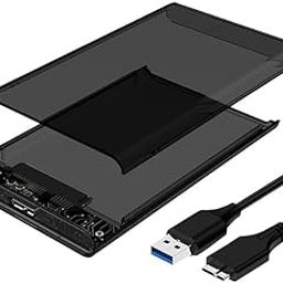 Transparent Black 2.5" SATA to USB 3.0 External Hard Drive Enclosure | 7 MM and 9.5 MM Tool Free with Transparent Design | Support UASP Up to 5TB HDD/SSD Compatible with PC, Laptop and TV. (ABC)-24