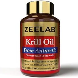 Zeelab Krill Oil 120 Capsules | Krill Oil from Antarctic | Enriched with EPA, DHA & Astaxanthin - 500mg | Supplement for Healthy Heart, Reduces Cholesterol, Skin Health & Joint-image-56