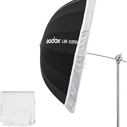 Godox UB-105W 41in 105cm Parabolic Black White Reflective Umbrella Studio Light Umbrella with Black Silver Diffuser Cover Cloth (UB-105W)-10