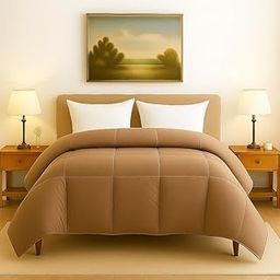 linenaffairs All-Season Comforter for Single Bed – 300 GSM Microfiber – 68 x 90 Inches – Box Stitched, Ultra Soft & Lightweight Quilt for Winter, Summer & Spring – Beige-image-39