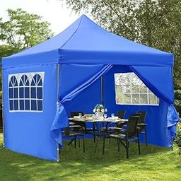 World of Wish 10X10 Ft Premium Heavy Duty 35 Kg Pop Up Gazebo Tent With 4 Side Cover With Zipper Curtain Gate (Blue)-image-93