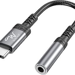 Wayona USB Type C to 3.5mm Female Headphone Jack Adapter, USB C to Aux Audio Dongle Cable Cord Compatible with iPhone 16 Pro Max/15 Pro/15, Samsung Galaxy S24/S23/S22, iPad Pro, Pixel 9/8 Grey-20