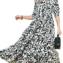 Women's Casual Full Sleeve Crepe Fit and Flare Dress-image-1