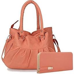 Women's Shoulder Handbag with Clutch (Peach)-6