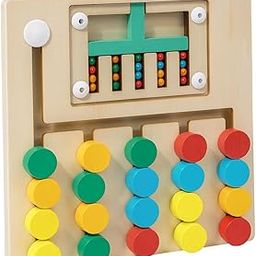 Toytopia Wooden Marble Run Educational Toy, Colorful Sorting Board with Sliding Beads, Interactive Learning Game for Kids-image-98