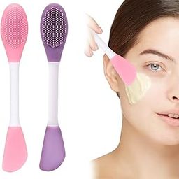 MAYCREATE® 2Pcs Face Pack Brush, Face Mask Brush, Silicone Face Mask Applicator, Dual End Face Cleaning Scrubbers, Face Brush for Face Pack Apply, Face Cream Scraper Removal Makeup Tool-picture-53