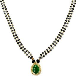 Mangalsutra Diamond Pear Shaped Ruby Stone Tanmaniyas With Black Beads Double Strand Mangalsutra Chain for Women & Girls-image-92