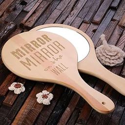 Personalised Wooden Handheld Mirror, Oval Shape-48
