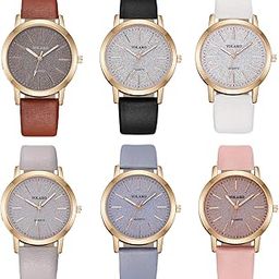 Women Wholesale 6 Pack Leather Band Watches Frosted Engraved Dial Quartz Wrist Watch for Ladies Girls, Other-image-37