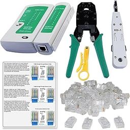 Hanumex All-in-One Networking Tool Kit - RJ45/RJ11 Crimping Tool, KD-1 Punch Down Tool, LAN Cable Tester, Ethernet Colour Guide & 20 Connectors for Professional Installations-16